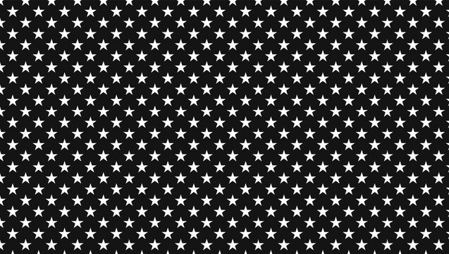 Repeating pattern of white five pointed stars on a black background creating a dense and uniform texture