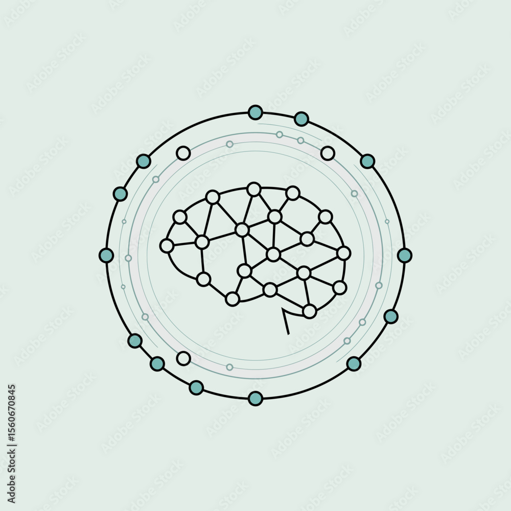 Aufkleber neural network icon vector, modern neural network sign for ai, deep learning, and data processing