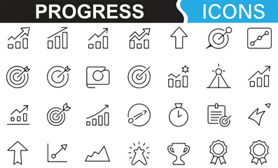 Business progress and growth symbols for development, strategy, and performance tracking.