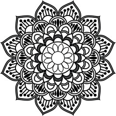 A beautiful and highly detailed black and white mandala, perfect for adult coloring books, art therapy, or creative projects. 