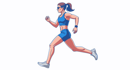Side View of a Woman Running in Athletic Wear, Stylish Pose