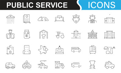 Line icons representing government, law enforcement, and public service agencies.