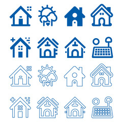 Vector residential house icon set on white background. Home symbol illustration in silhouette shape