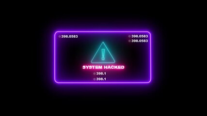 DATA hack security breach computer hacking warning message hacked alert. microprocessor connections and data processing on black background. Business server show security hacked alert warning sign, - Powered by Adobe