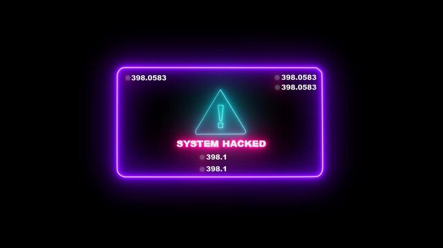DATA hack security breach computer hacking warning message hacked alert. microprocessor connections and data processing on black background. Business server show security hacked alert warning sign, - Powered by Adobe