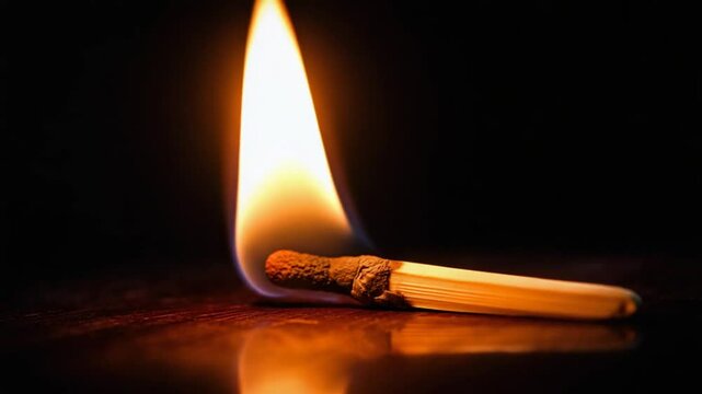 A Captivating Sequence of a Match Igniting and Burning Against a Dark Backdrop