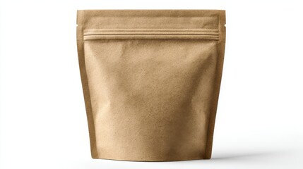 Stunning photo of zip bag - blank mockup template. Brown kraft paper texture. Sachet pouch for coffee, candy, shack or nuts. Zipper food bag. Front view.