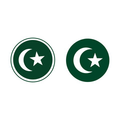 Crescent and Star Icons – Islamic Symbol in Circular Badge Design