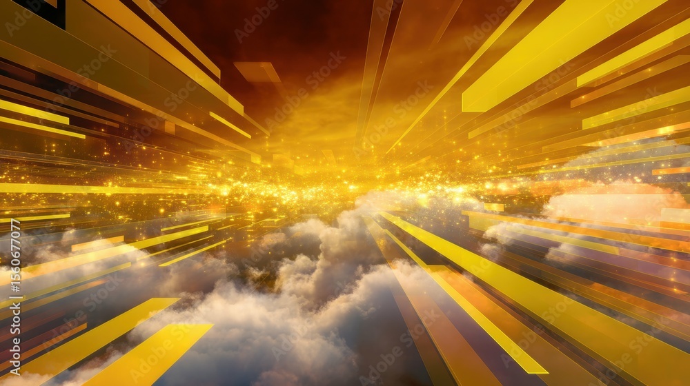 Aufkleber dynamic futuristic virtual space design cloudscape digital art high fidelity imaginative environment