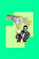Sketch image trend artwork montage 3D photo collage of silhouette gesture symbol body language sign...