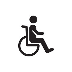 Disabled, Wheelchair Handicap, Cripple Solid Flat Vector Icon Isolated on White Background