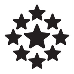 Black Stars In Circular Pattern Vector Illustration On White Background.