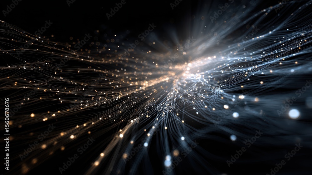Poster big data flow technology and science vector background, tech abstraction with lines electronics and 