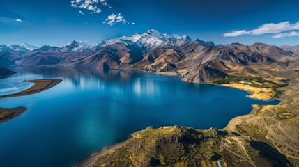Beautiful landscape lake on the background of mountains