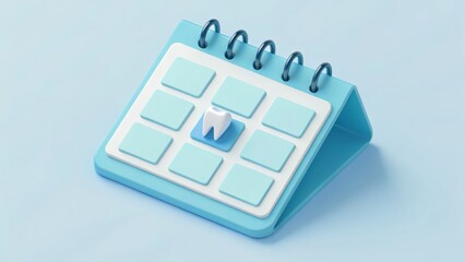 Dental Appointment Scheduling: A cute, rendered desktop calendar with a 3D tooth icon highlights an appointment, embodying healthcare, organization, and the promise of a healthy smile.
