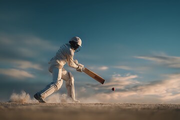 Cricket Batsman Playing a Shot