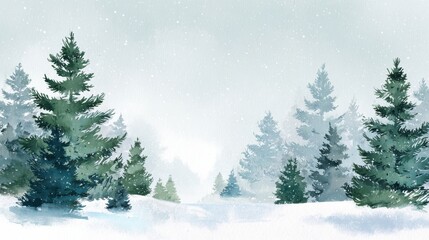 Fototapeta premium Winter background vector. Hand painted watercolor drawing for Christmas and Happy New Year season. Background design for invitation, cards, social post, ad, cover, sale banner and invitation., no log