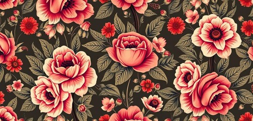 Fototapeta premium Elegant vintage floral seamless pattern in vector format, perfect for wallpaper & fabric, surface, buds