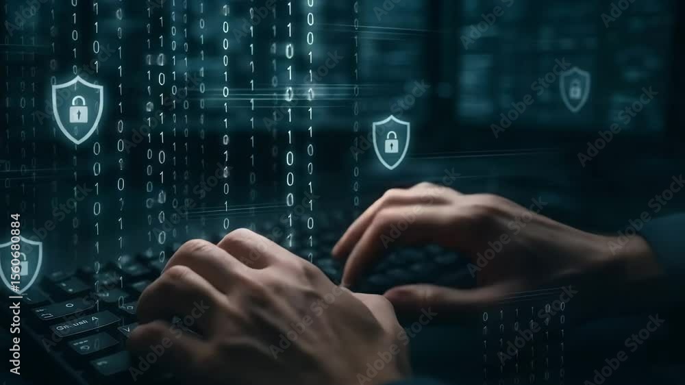 Poster cybersecurity threat protection: data privacy and network security for business and personal use