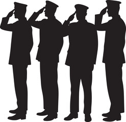 Military Saluting Soldier Silhouette Set