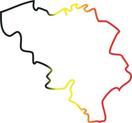 This image shows the silhouette of Belgium filled with a vertical gradient of the national flag's colors—black, yellow, and red.

