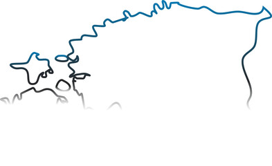 This image depicts the map of Estonia filled with the colors of the Estonian national flag: blue on top, black in the middle, and white at the bottom.