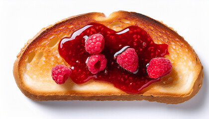 toasted bread slice with raspberry jam isolated on transparent background for food marketing and recipe blogs