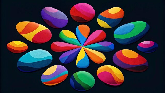 Colorful easter eggs isolated on black background. Paper cut.