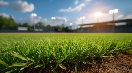 Vibrant Softball Game Action Field Location Close-Up Content Natural Environment Worm's Eye View Concept