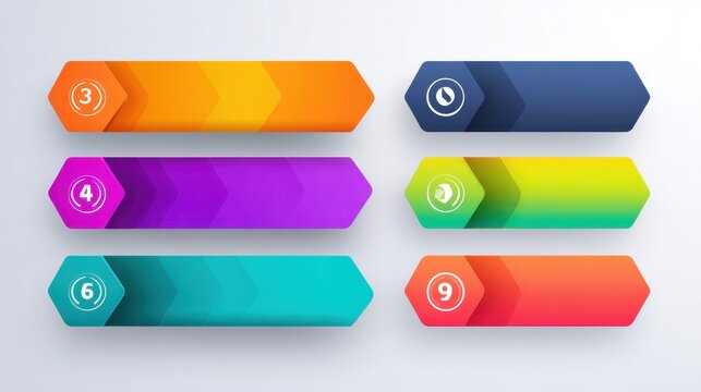 Infographic banners. Color labels with steps and options vector set. Illustration of banner label layout with numbers, no logos, no brands