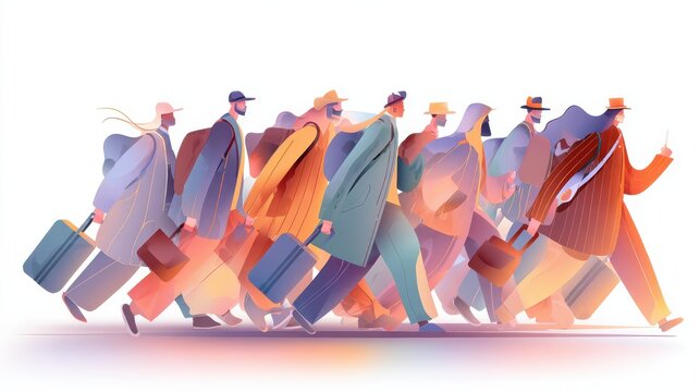 Emigration of trained workers abstract concept vector illustration set. Occupational migration, brain drain, repatriation grant, human capital, foreign citizens, work and travel abstract metaphor., n