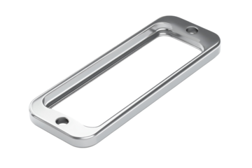 Sleek reflective silver frame a minimalist rectangular border with perfectly rounded edges on transparent background