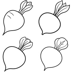Obraz premium Beetroot Icon – Root Vegetable Line Art, Outline Vector Illustration