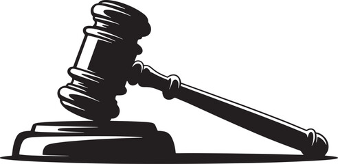 Black Silhouette Judges Gavel Wooden Handle Legal Symbol Justice Court Law Gavel Auction Hammer Black And White