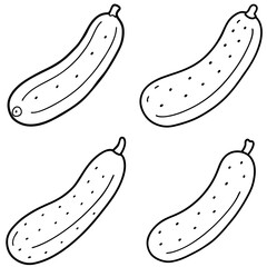 Naklejka premium Cucumber Icon – Fresh Vegetable Line Art, Outline Vector Illustration