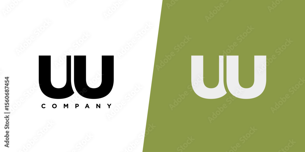 Poster letter u and u, uu logo design template. minimal monogram initial based logotype.