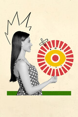 Collage of person standing under symbolic eye representing control surveillance spying manipulation...