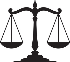 Simple Black Ink Tattoo Design Scales of Justice Silhouette Vector Graphic