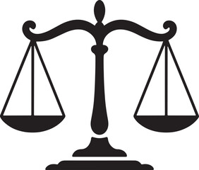Simple Black Ink Tattoo Design Scales Of Justice Symbol Balance Icon vector