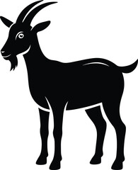 Fototapeta premium Goat Silhouette Vector with white background and editable