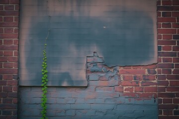 Weathered Brick Wall with Vine A Study in Urban Decay and Nature's Resilience