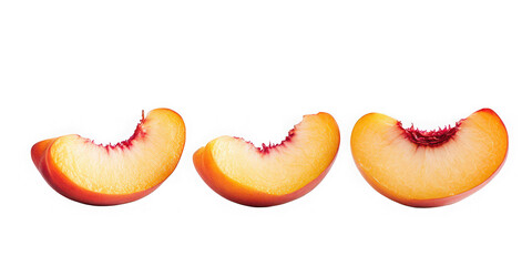 Fresh Peach Slices on White Background, Food Photography  on transparent background