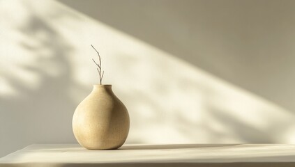Light-drenched vase on a white surface