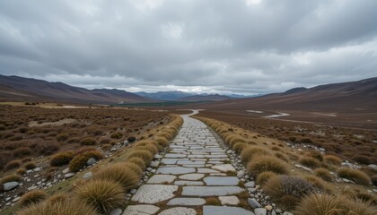 Through Barren Landscape Under Overcast Sky
