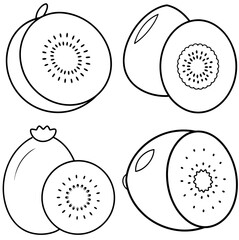 Naklejka premium Kiwi Fruit Icon – Tropical Fruit Line Art, Outline Vector Illustration