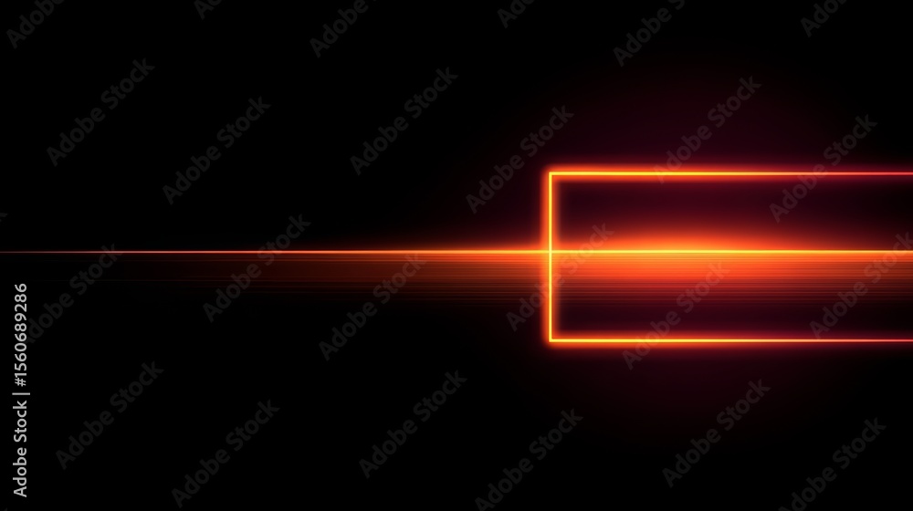 Poster black background with a bright orange line that is almost rectangular. the line is very long and it 