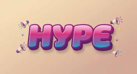 Hype Text Effect Gradient, 3D, and Bold Typography Design