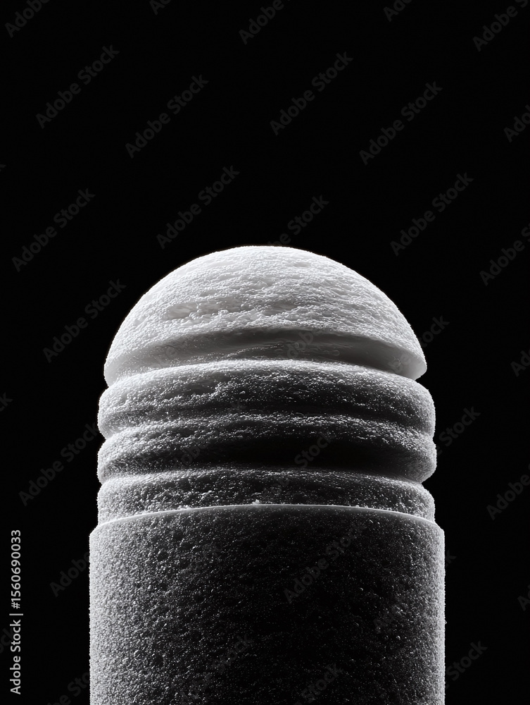 Aufkleber abstract monochrome image featuring a layered structure against a stark black background. evokes con