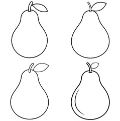 Obraz premium Pear Icon – Fresh Fruit Line Art, Outline Vector Illustration