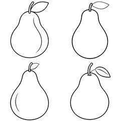 Obraz premium Pear Icon – Fresh Fruit Line Art, Outline Vector Illustration